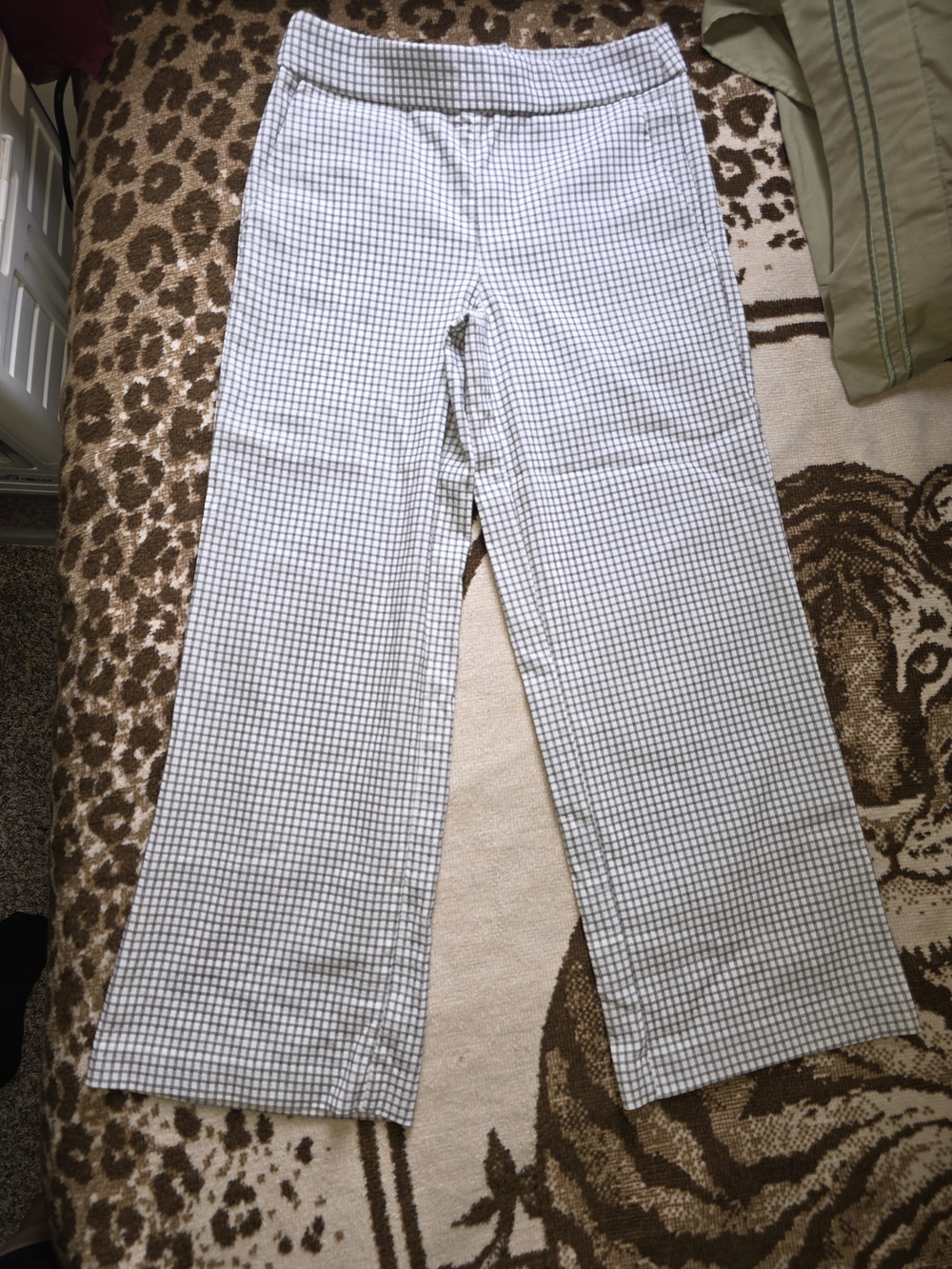 Women's Black & White Check Pull-On Wide-Leg Pants